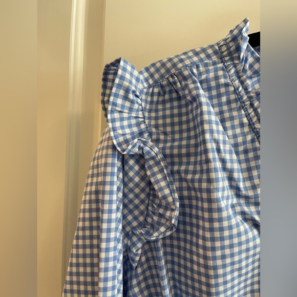 Tommy Hilfiger Women's Gingham Light Blue and White with Ruffles Blouse Size XL - Picture 5 of 9